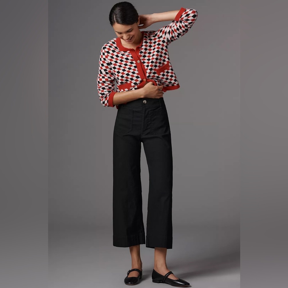 Anthropologie Maeve The Collette Pants Black Size 27 Cropped Linen Blend